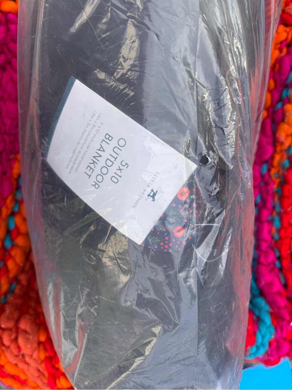 Little Unicorn 5x10 Outdoor Blanket Midnight Poppy NWT